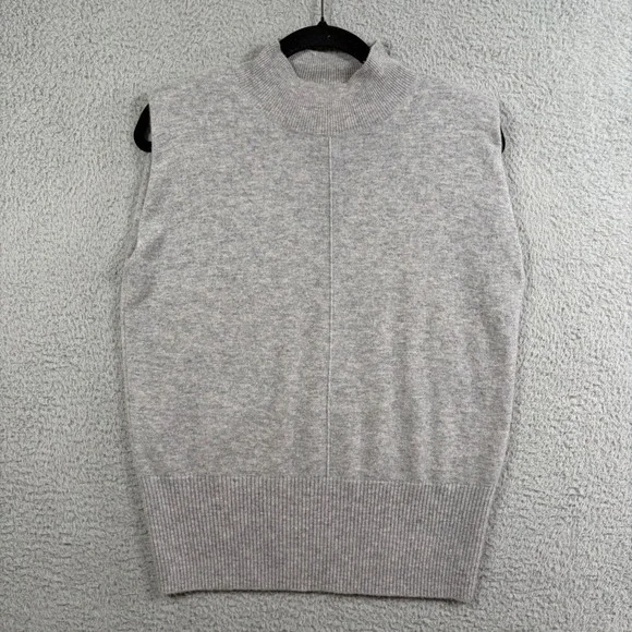 Banana Republic 100% Cashmere Mock Neck Padded‎ Shoulder Sleeveless Sweater XS
