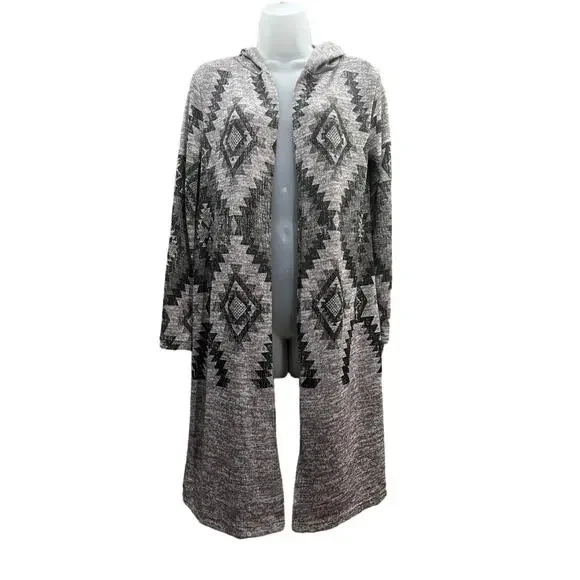 Do Everything In Love Long Grey Aztec Cardigan‎