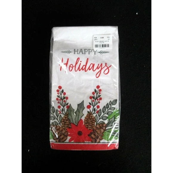 Holiday Greenery 8760 Christmas‎ Dinner Napkins 36 Ct White Holly/Berries
