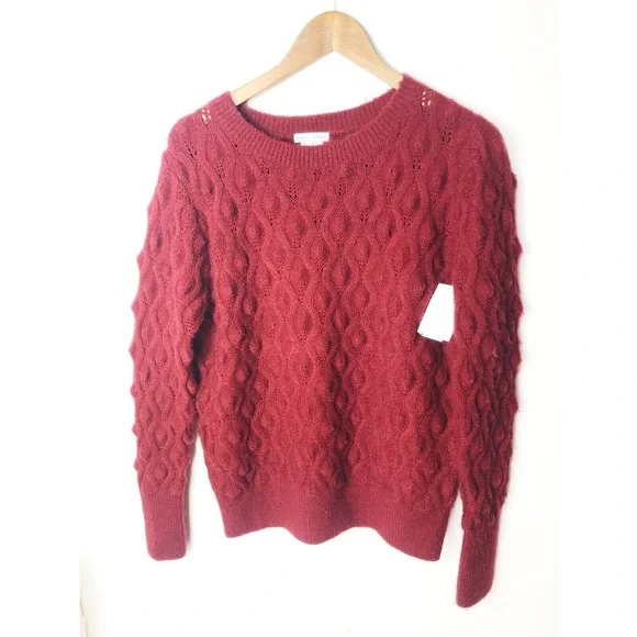 Sweet romeo popcorn knit crew neck pullover‎ sweater Large Blogger