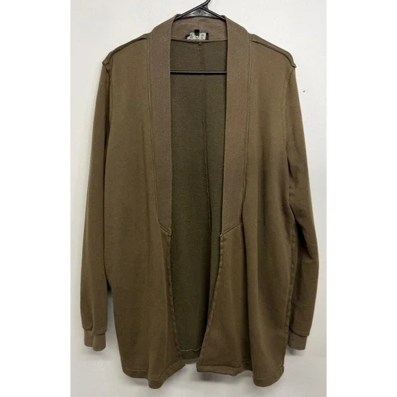 POL Clothing Women Olive Green Open Front Shawl Collar Cardigan Size Medium‎