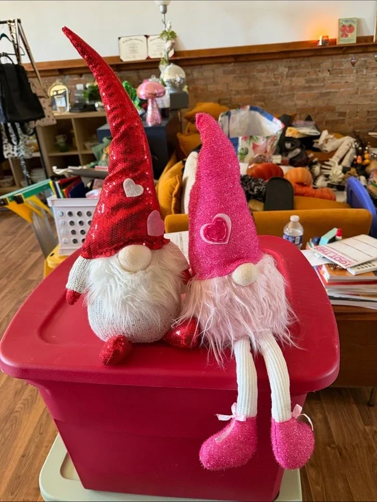 Valentine Pink & Red Gnome Pair