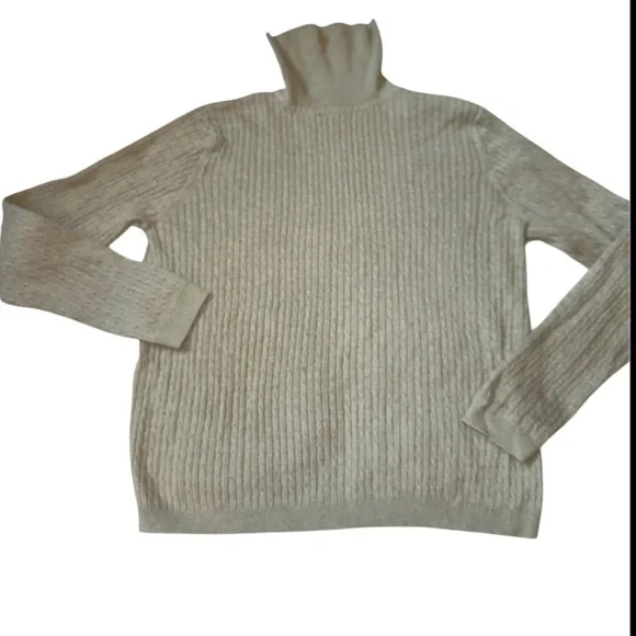 CROFT & BARROW RIBBED LIGHT GREEN TURTLENECK SWEATER SIZE LARGE