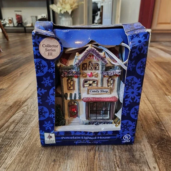 Holiday Seasons Collector Series III Porcelain Lighted Candy Shop Christmas