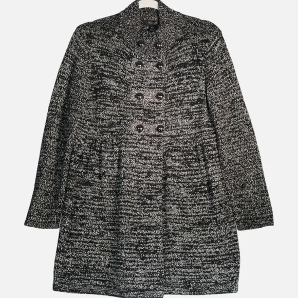 Style & Co Double Breasted Black & White Cardigan Sweater Size Large