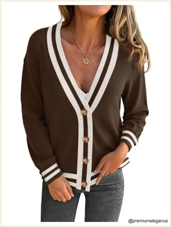 Long Sleeve Button Down Cardigan Soft Knit Open Front