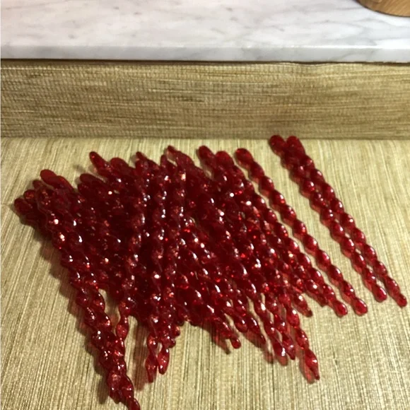 Vintage Acyrlic Plastic 8” Red with Glitter Icicles lot f 29