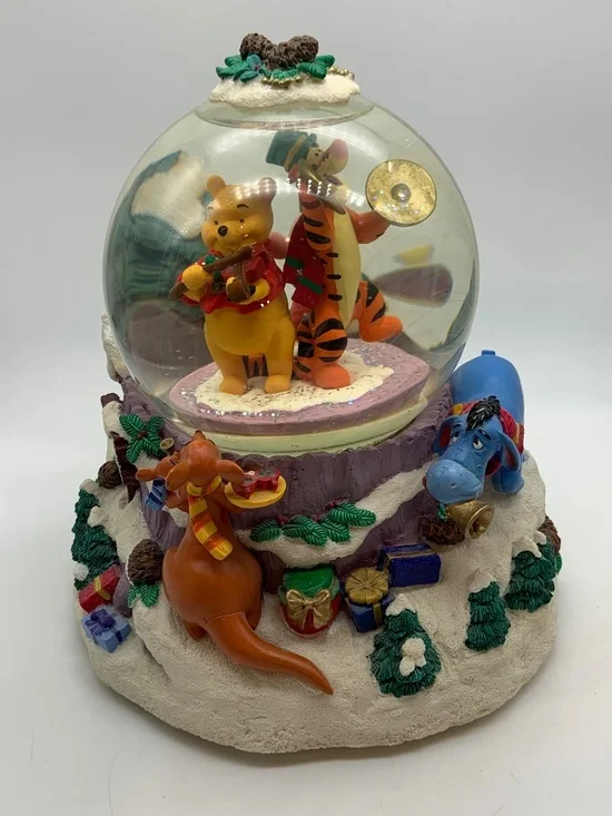 Vintage Disney Winnie the Pooh & Friends We Wish You A Merry Christmas Snowglobe