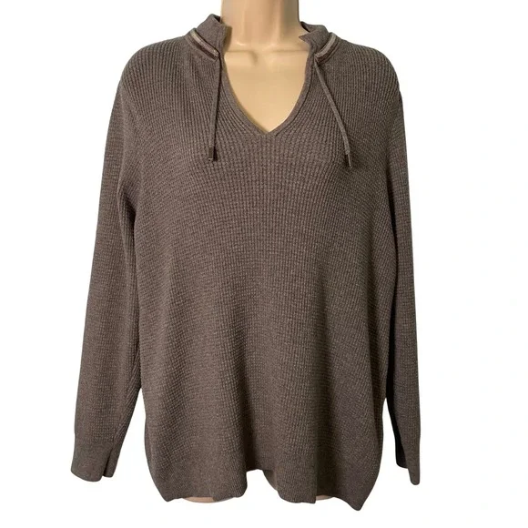 Chico's Zenergy‎ Waffle Knit Sweater Size L (Chico's 2) Beaded Gray Casual