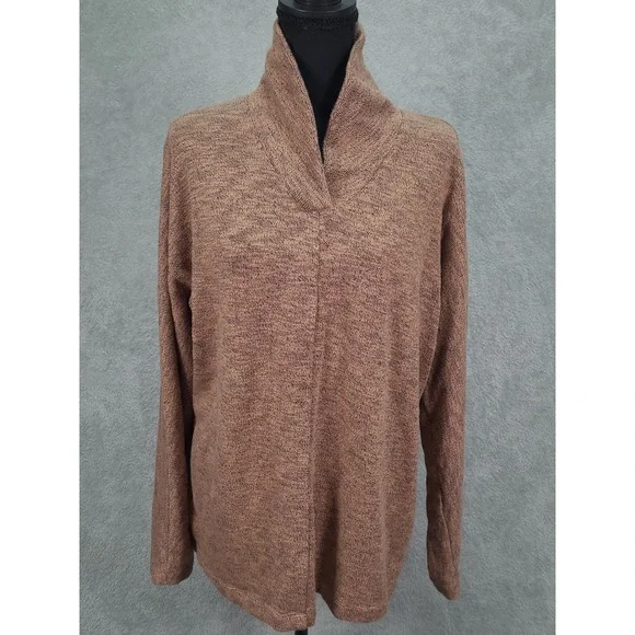 Pure Jill Women's Brown Speckled Cowl Neck Long Sleeve Sweater‎ Top Size L Tall