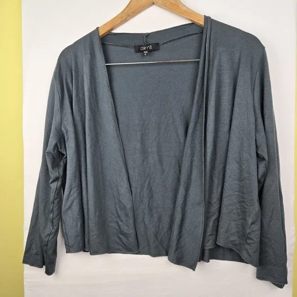 Comfy USA Womens Small Open Front  Drape Slouchy Cardigan Crop Modal Blend