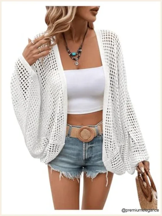 Oversized Knit Open Front Cardigan Lightweight Beach Cover Up