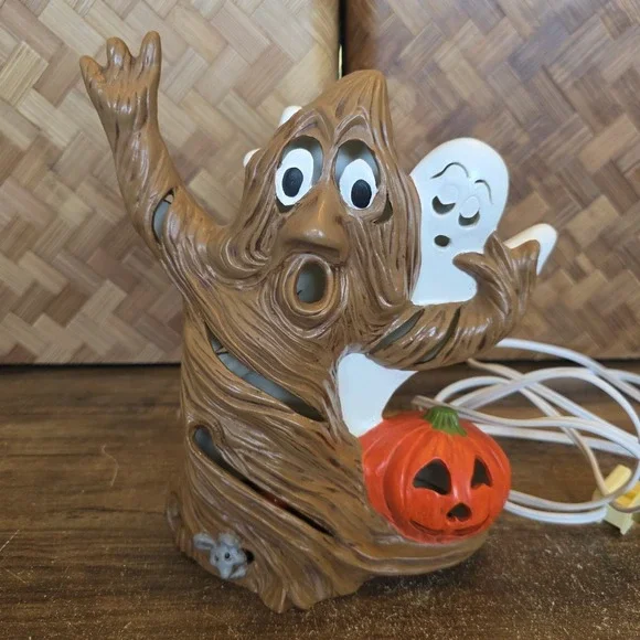 Halloween Tree Ghost Pumpkin Mouse Ceramic Light Holiday Decorations Vintage‎