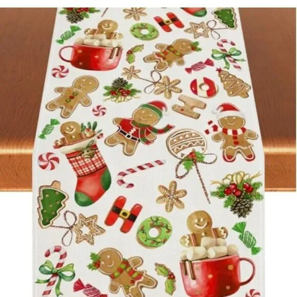 Festive Gingerbread Decorations and Supplies for Home Table-13×72’