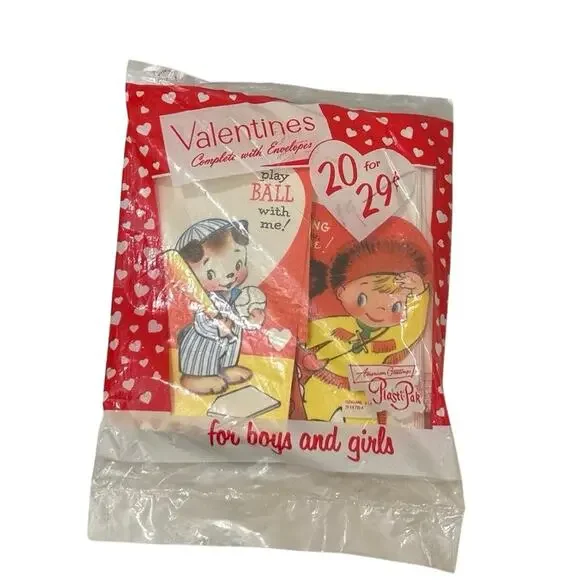 1950’s-1960’s Children’s Valentines Card Pack 20 Unopened Original Packaging NOS