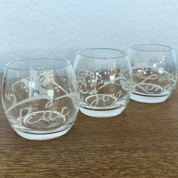 Gorham 3-pc Christmas Holiday Etched Candle Holders Set