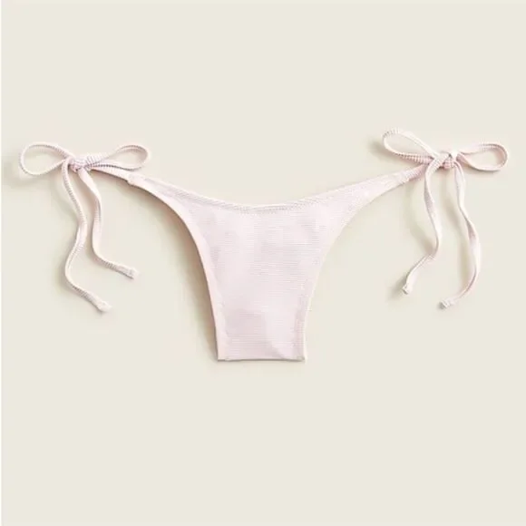 NWT J. Crew Ribbed Curved-waist Cheeky String Bikini Bottom Pale Blossom Pink M
