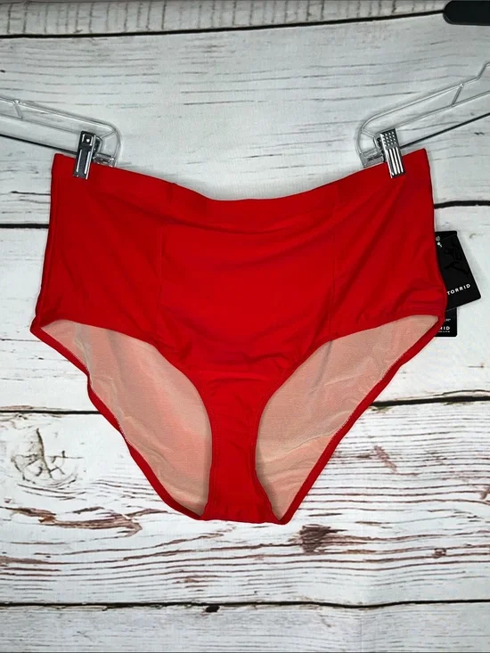 Torrid NWT Size 2 Red High Waist Tummy Control Bathing Suit Brief Swim Bottom