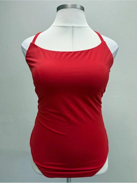 Andie Red Criss Cross Back Strap One Piece Swim Suit - Size XXL Tall