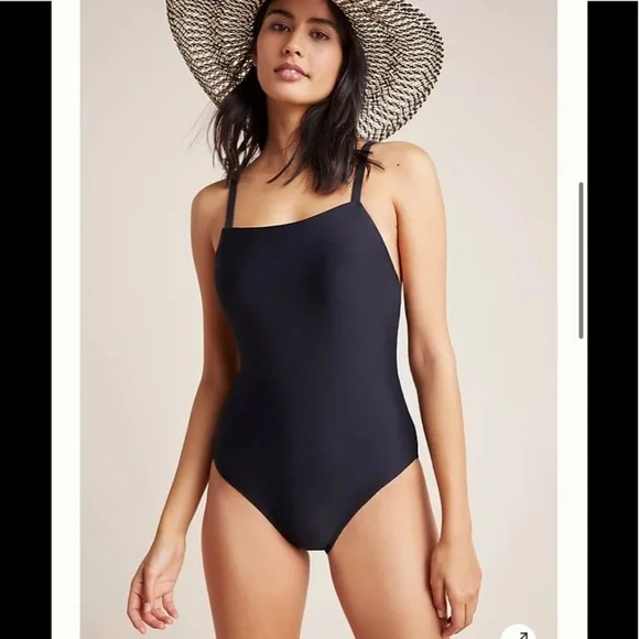 NWT Anthropologie Kaitlyn One piece swim Black S