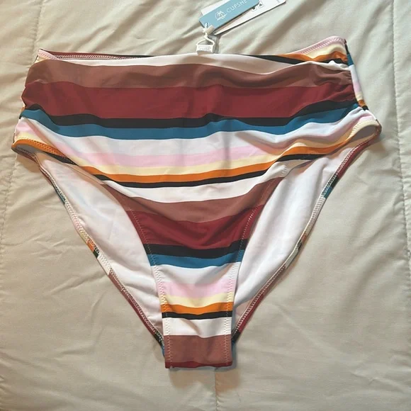 Cupshe Striped High Waisted Bikini Bottoms NWT