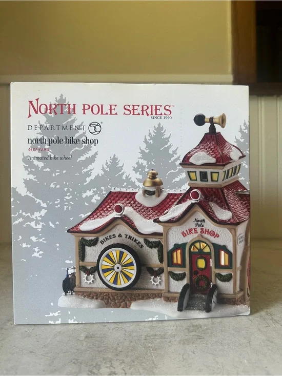 Dept 56 North Pole Bike Shop Animated #4025281 Works Retired Christmas Village