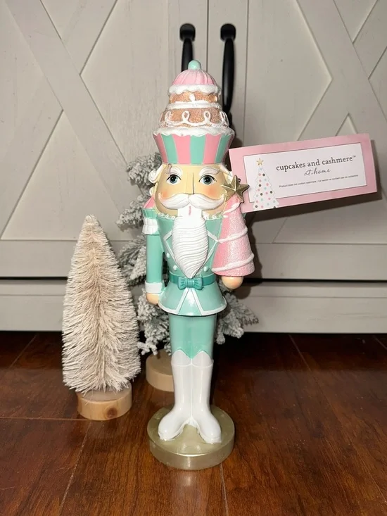 Cupcakes & Cashmere Mint and Pink Pastel Nutcracker Holiday Figurine