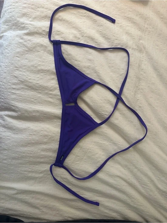 Jolyn Clothing Vent Purple String Bikini Top with Adjustable Ties