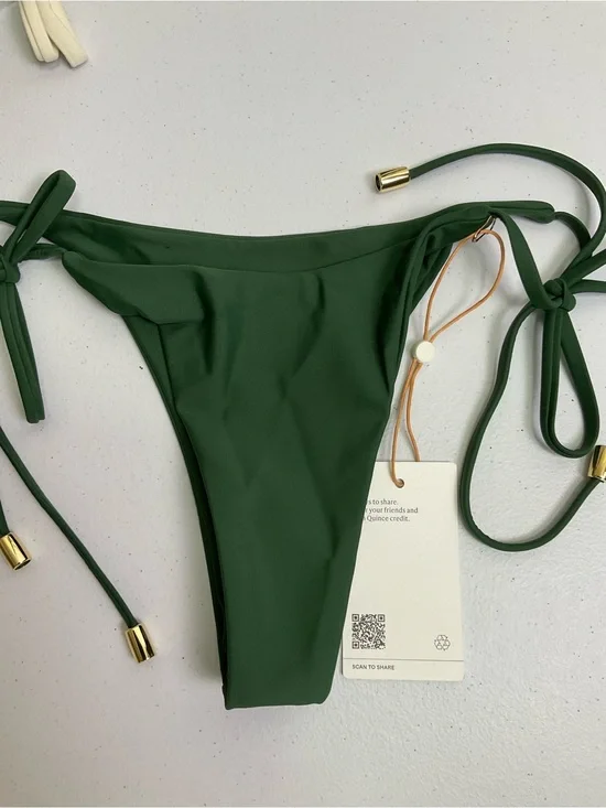 Italian Adjustable Side-Tie Bikini Bottom - Olive Green