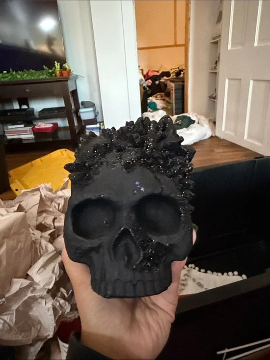 Black Crystal Skull Decorative Sculpture