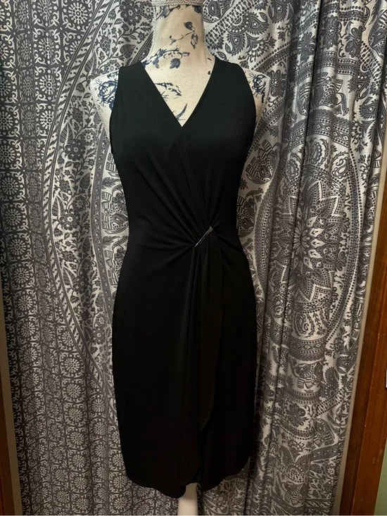 Michael Kors Black Twist-Front Midi Dress