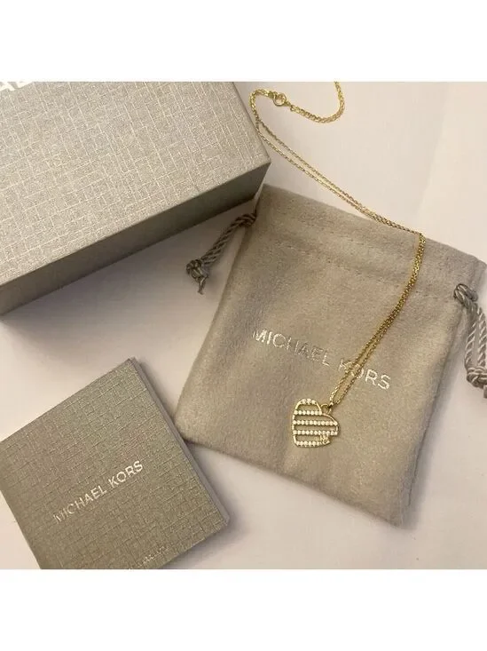 Michael Kors Sterling Silver Open Heart Necklace