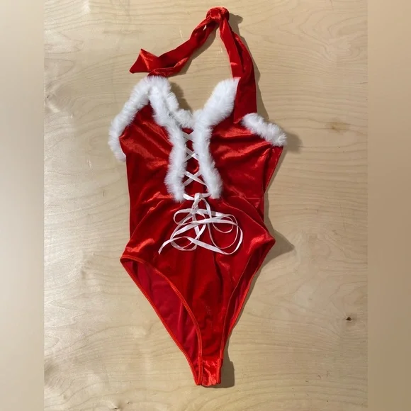 Avid Love Red One Piece Santa Swimsuit with White Trim XXL (OP)