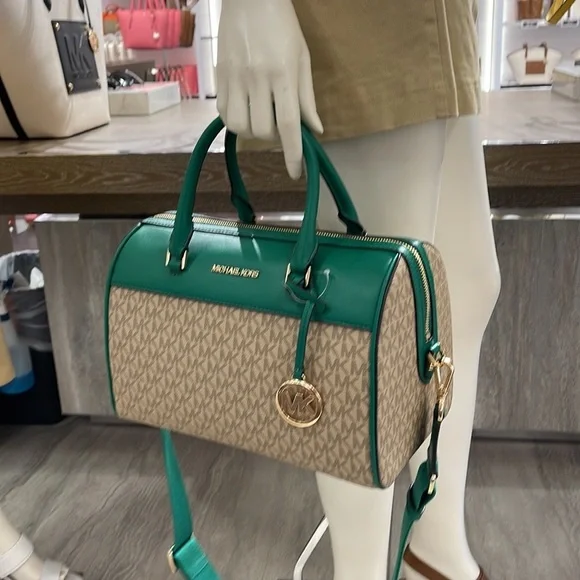 Michael Kors med Duffle Travel - Leather/Coated PALMETTO GREEN  MD DUFFLE NWT