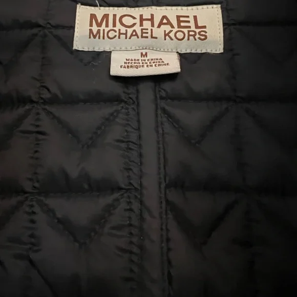 Michael Kors Black Quilted Barn Jacket Button Coat Size Medium