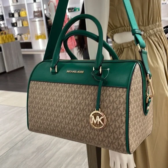 Michael Kors med Duffel Travel - Leather/Coated PALMETTO GREEN MD DUFFLE