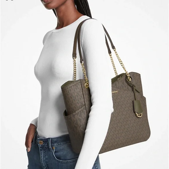 MICHAEL KORS  Jet Set Large Logo Tote Shoulder Bag  COLOR OLIVE  NWT