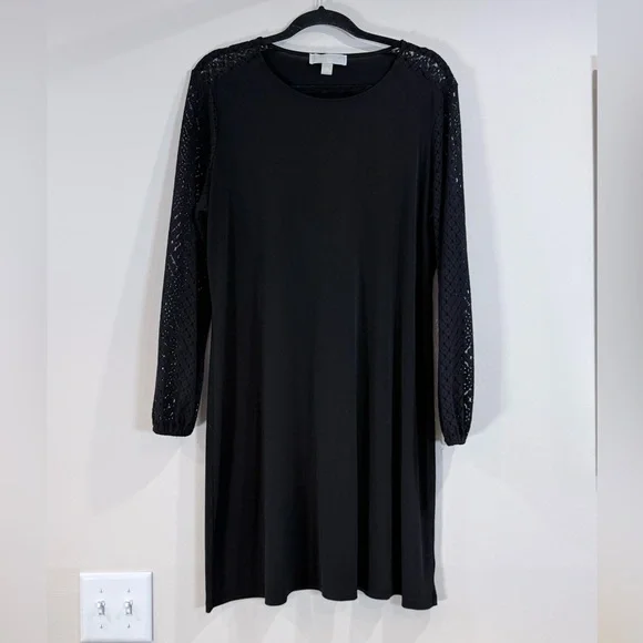 🔥Michael Kors Women’s Black Long-Sleeve Dress Size XL EC🔥