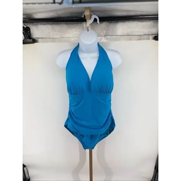 Lauren Ralph Lauren One-Piece Swimsuit Halter Blue Size 14