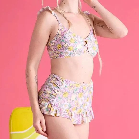 Disney Tangled Ruffle‎ Skirted Swim Bottoms & Top Hot Topic