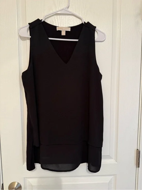 Michael Kors Black Layered V-Neck Sleeveless Camisole