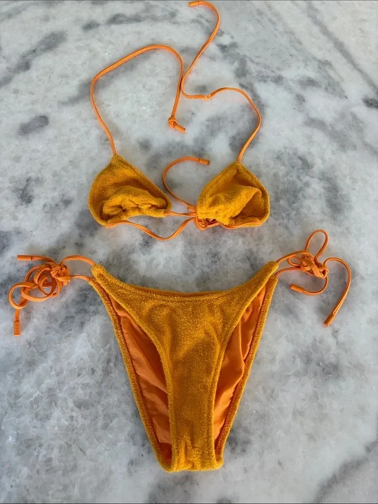 triangl swimwear Orange Velvet Tie-Side Bikini