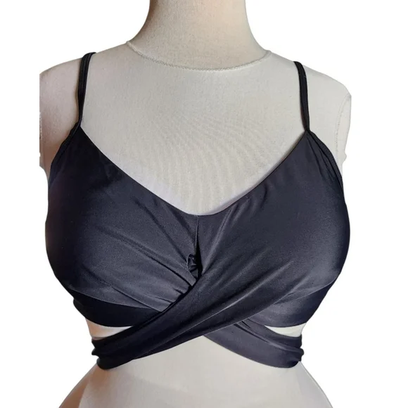 Sexy Black Wrap Around Tie Bikini Top Women's L