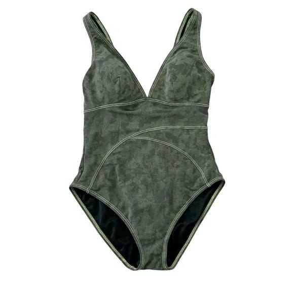 MagicSuit Swimsuit Women's Size 10 Green Faux Suede One Piece‎ Beach Vacation