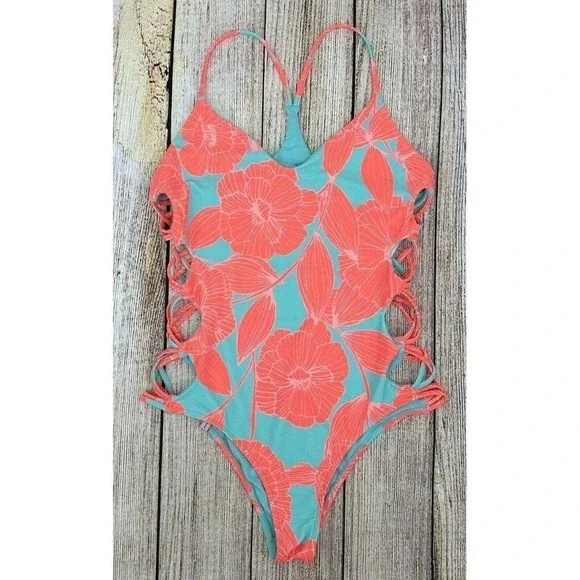 Body Glove Smoothies Crissy Swimsuit Size Large One Piece‎ Tikahau Cut Out Sides