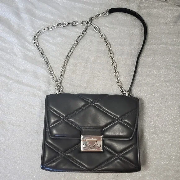 Michael Kors‎ Serena Black Quilted Leather Flap Shoulder Bag 35S2SNRL2U NEW
