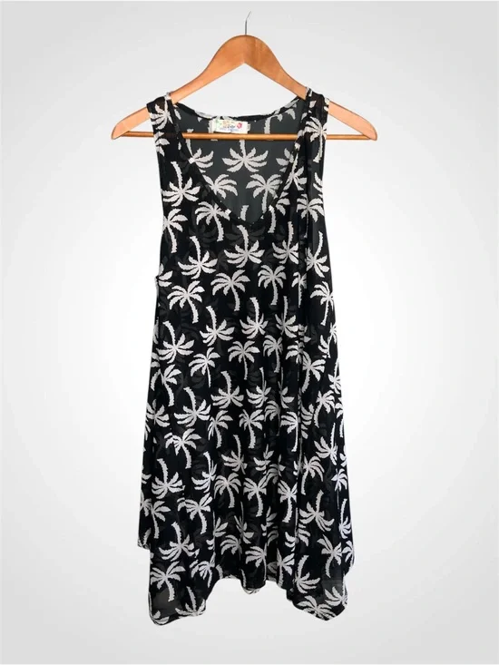India Boutique Black and White Palm-Print Swim Cover-Up - One Size
