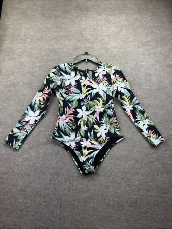 Kona Sol Women's Long Sleeve One Piece Swimsuit Size Medium 8-10