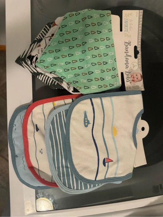 Unbranded Kids Cotton Bandana Bibs - Blue & Mint Mix (3 Pack)