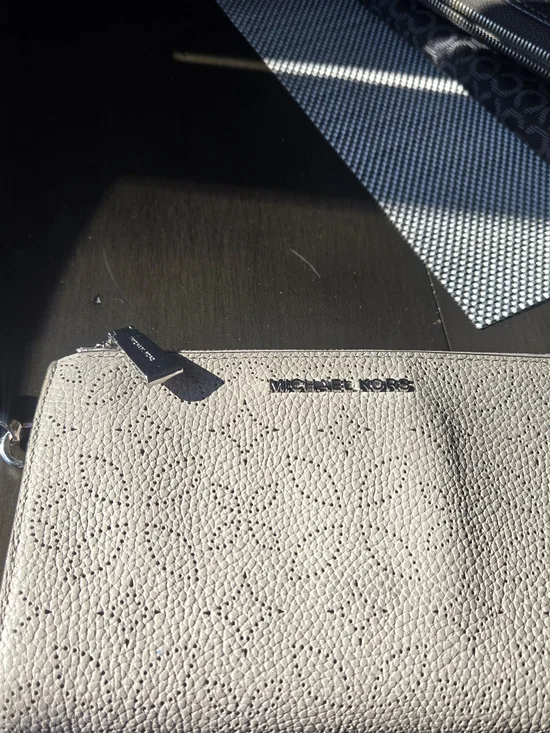 Michael Kors Pebbled Leather Wristlet in Light Beige
